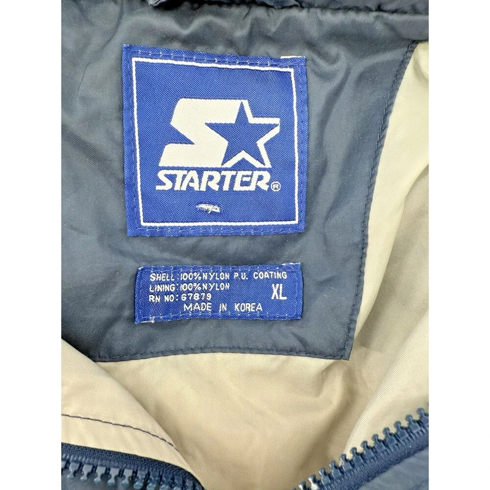 VINTAGE Starter Georgetown Windbreaker With Packable Hood Full Zip XLARGE Nylon